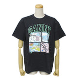 GANNI A1050070 252 PHANTOM XS S M L ガニー Tシャツ 半袖 ロゴ プリント おしゃれ ウィメンズ レディース ファントム