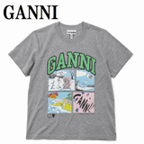 GANNI A1050070 920 PALOMA XS S M L ガニー Tシャツ 半袖 ロゴ テディ プリント おしゃれ ウィメンズ レディース パロマ