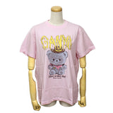 GANNI A1050074 868 CHALK PINK S M L ガニー Tシャツ 半袖 ロゴ テディ プリント おしゃれ ウィメンズ レディース チョークピンク