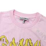 GANNI A1050074 868 CHALK PINK S M L ガニー Tシャツ 半袖 ロゴ テディ プリント おしゃれ ウィメンズ レディース チョークピンク
