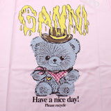GANNI A1050074 868 CHALK PINK S M L ガニー Tシャツ 半袖 ロゴ テディ プリント おしゃれ ウィメンズ レディース チョークピンク