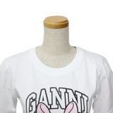 GANNI A1050133 151 BRIGHT WHITE XS S M ガニー Tシャツ 半袖 ロゴ デイジー プリント カットソー おしゃれ ウィメンズ レディース ブライト ホワイト