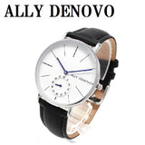 ALLY DENOVO AF5001.1 HERITAGE SMALL QUARTZ ANALOG WATCH WHITE BLACK アリーデノヴォ ヘリテージ スモール セコンド 腕時計 アナログ クォーツ 電池式 ウォッチ 36mm メンズ レディース ホワイト ブラック