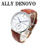 ALLY DENOVO AF5001.2 HERITAGE SMALL QUARTZ ANALOG WATCH WHITE BROWN アリーデノヴォ ヘリテージ スモール セコンド 腕時計 アナログ クォーツ 電池式 ウォッチ 36mm メンズ レディース ホワイト ブラウン