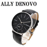 ALLY DENOVO AF5001.3 HERITAGE SMALL QUARTZ ANALOG WATCH BLACK アリーデノヴォ ヘリテージ スモール セコンド 腕時計 アナログ クォーツ 電池式 ウォッチ 36mm メンズ レディース ブラック