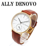 ALLY DENOVO AF5001.4 HERITAGE SMALL QUARTZ ANALOG WATCH WHITE BROWN アリーデノヴォ ヘリテージ スモール セコンド 腕時計 アナログ クォーツ 電池式 ウォッチ 36mm メンズ レディース ホワイト ブラウン