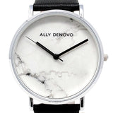 ALLY DENOVO AF5005.1 CARRARA MARBLE QUARTZ ANALOG WATCH WHITEMARBLE BLACK アリーデノヴォ カララマーブル 腕時計 アナログ クォーツ 電池式 ウォッチ 36mm メンズ レディース ホワイトマーブル ブラック