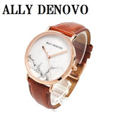 ALLY DENOVO AF5005.4 CARRARA MARBLE QUARTZ ANALOG WATCH WHITEMARBLE BROWN アリーデノヴォ カララマーブル 腕時計 アナログ クォーツ 電池式 ウォッチ 36mm メンズ レディース ホワイトマーブル ブラウン