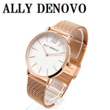 ALLY DENOVO AF5014.4 NEW VINTAGE MESH QUARTZ ANALOG WATCH WHITE ROSEGOLD アリーデノヴォ ニューヴィンテージ メッシュ 腕時計 アナログ クォーツ 電池式 ウォッチ 36mm メンズ レディース ホワイト ローズゴールド