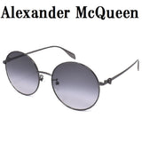 日本正規品 Alexander McQueen SUNGLASSES ASIAN FIT AM0275S 001 GREY RUTHENIUM アレキサンダー マックイーン サングラス アジアンフィット UVカット 紫外線カット スカル レディース グレー ルテニウム
