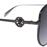日本正規品 Alexander McQueen SUNGLASSES ASIAN FIT AM0288S 001 GREY RUTHENIUM アレキサンダー マックイーン サングラス アジアンフィット UVカット 紫外線カット レディース グレー ルテニウム