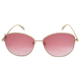 日本正規品 Alexander McQueen SUNGLASSES ASIAN FIT AM0288S 004 RED GOLD アレキサンダー マックイーン サングラス アジアンフィット UVカット 紫外線カット レディース レッド ゴールド