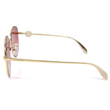 日本正規品 Alexander McQueen SUNGLASSES ASIAN FIT AM0288S 004 RED GOLD アレキサンダー マックイーン サングラス アジアンフィット UVカット 紫外線カット レディース レッド ゴールド
