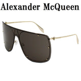 日本正規品 Alexander McQueen SUNGLASSES ASIAN FIT AM0313S 001 GREY GOLD アレキサンダー マックイーン サングラス アジアンフィット UVカット 紫外線カット レディース グレー ゴールド
