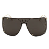 日本正規品 Alexander McQueen SUNGLASSES ASIAN FIT AM0313S 001 GREY GOLD アレキサンダー マックイーン サングラス アジアンフィット UVカット 紫外線カット レディース グレー ゴールド