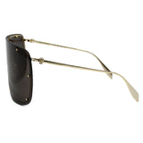 日本正規品 Alexander McQueen SUNGLASSES ASIAN FIT AM0313S 001 GREY GOLD アレキサンダー マックイーン サングラス アジアンフィット UVカット 紫外線カット レディース グレー ゴールド