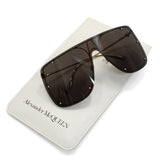 日本正規品 Alexander McQueen SUNGLASSES ASIAN FIT AM0313S 001 GREY GOLD アレキサンダー マックイーン サングラス アジアンフィット UVカット 紫外線カット レディース グレー ゴールド
