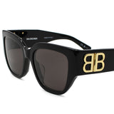 日本正規品 BALENCIAGA SUNGLASSES ASIAN FIT BB0323SK 002 GREY BLACK バレンシアガ サングラス アジアンフィット UVカット 紫外線カット メンズ レディース グレー ブラック