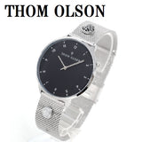 THOM OLSON QUARTZ ANALOG WATCH CBTO001 BLACK SILVER トムオルソン アナログ 腕時計 クォーツ 電池式 ウォッチ ブレスレット チャーム メンズ レディース ブラック シルバー