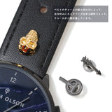THOM OLSON QUARTZ ANALOG WATCH CBTO015 BLACK トムオルソン アナログ 腕時計 クォーツ 電池式 ウォッチ ブレスレット チャーム レザー メンズ レディース ブラック