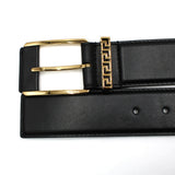 VERSACE GRECA LEATHER BELT DCU8241 DVTP1 1B00V BLACK 75 80 85 90 95 100 ヴェルサーチ ベルト グレカ レザー スクエア バックル メンズ レディース ブラック