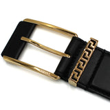 VERSACE GRECA LEATHER BELT DCU8241 DVTP1 1B00V BLACK 75 80 85 90 95 100 ヴェルサーチ ベルト グレカ レザー スクエア バックル メンズ レディース ブラック