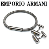 EMPORIO ARMANI BRACERET CUFFLINKS SET EGS3044SET SILVER エンポリオ アルマーニ ブレスレット カフリンクス セット カフス アクセサリー おしゃれ メンズ シルバー