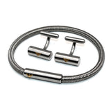 EMPORIO ARMANI BRACERET CUFFLINKS SET EGS3044SET SILVER エンポリオ アルマーニ ブレスレット カフリンクス セット カフス アクセサリー おしゃれ メンズ シルバー