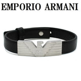 EMPORIO ARMANI BRACERET EG S3075040 BLACK エンポリオ アルマーニ ブレスレット レザー アクセサリー 腕輪 おしゃれ メンズ ブラック