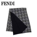 FENDI WOOL MUFFLER FXS124 ALGSF05WL FF WHITE BLACK フェンディ マフラー スカーフ ズッカ モノグラム ウール メンズ 男性 ホワイト ブラック