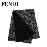 FENDI WOOL MUFFLER FXS124 ALGSF0D8J FF BEIGE BLACK フェンディ マフラー スカーフ ズッカ モノグラム ウール メンズ 男性 ベージュ ブラック