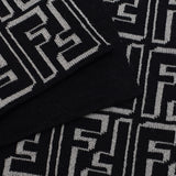 FENDI WOOL MUFFLER FXS124 ALGSF0D8J FF BEIGE BLACK フェンディ マフラー スカーフ ズッカ モノグラム ウール メンズ 男性 ベージュ ブラック