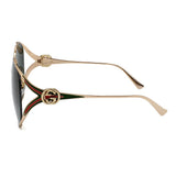 日本正規品 GUCCI SUNGLASSES GG0225S 001 GREY GOLD グッチ サングラス ノーズパット 眼鏡 UVカット 紫外線カット メンズ レディース グレー ゴールド