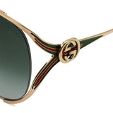 日本正規品 GUCCI SUNGLASSES GG0225S 001 GREY GOLD グッチ サングラス ノーズパット 眼鏡 UVカット 紫外線カット メンズ レディース グレー ゴールド
