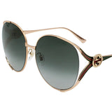 日本正規品 GUCCI SUNGLASSES GG0225S 001 GREY GOLD グッチ サングラス ノーズパット 眼鏡 UVカット 紫外線カット メンズ レディース グレー ゴールド