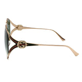 日本正規品 GUCCI SUNGLASSES GG0225S 003 GREEN GOLD グッチ サングラス ノーズパット 眼鏡 UVカット 紫外線カット メンズ レディース グリーン ゴールド