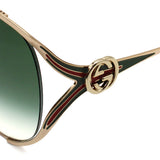 日本正規品 GUCCI SUNGLASSES GG0225S 003 GREEN GOLD グッチ サングラス ノーズパット 眼鏡 UVカット 紫外線カット メンズ レディース グリーン ゴールド