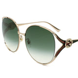 日本正規品 GUCCI SUNGLASSES GG0225S 003 GREEN GOLD グッチ サングラス ノーズパット 眼鏡 UVカット 紫外線カット メンズ レディース グリーン ゴールド