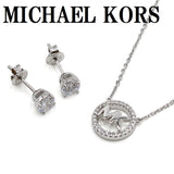MICHAEL KORS NECKLACE PENDANT EARRINGS SET MKC1260AN040 SILVER マイケルコース ネックレス ピアス セット ロゴ ペンダント アクセサリー おしゃれ レディース シルバー
