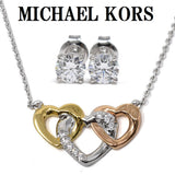 MICHAEL KORS HEART TRIO SET NECKLACE EARRINGS MKC1362AN998 GOLD ROSEGOLD SILVER マイケルコース ネックレス ピアス セット ペンダント ハート レディース ゴールド ローズゴールド シルバー