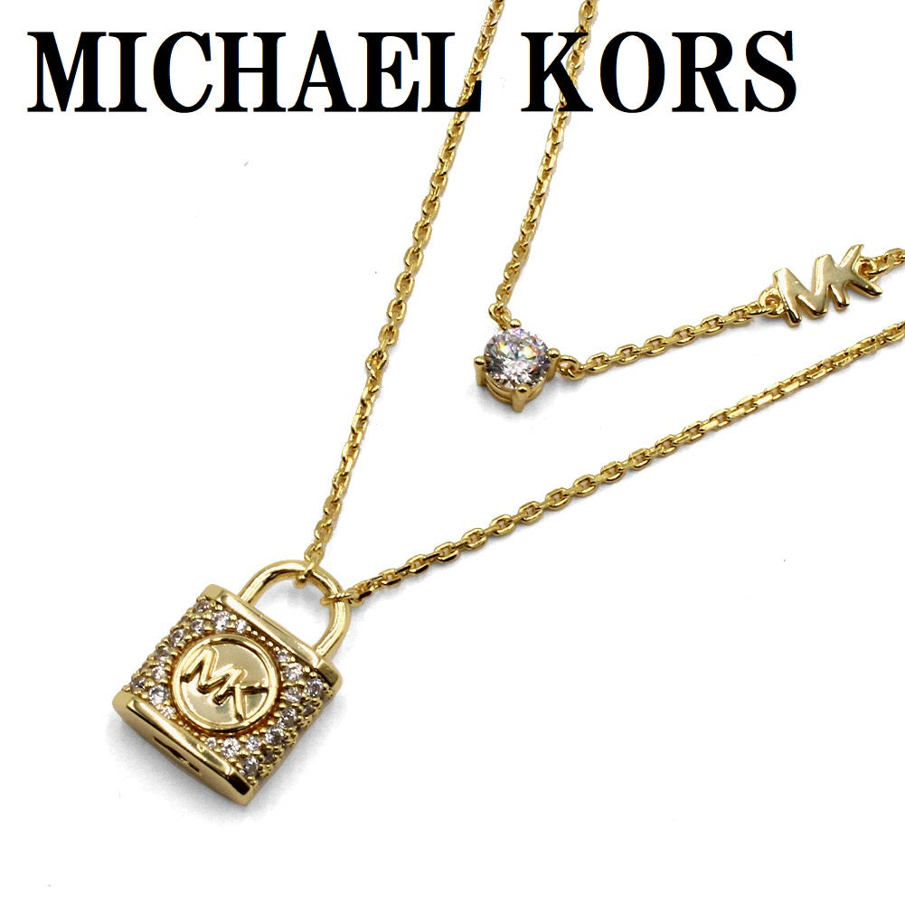 MICHAEL KORS ネックレス MKC1630AN710 LOCK DL NK GLF NECKLACE Michael Kors 14K Gold-Plated Sterling Silver Double Layered