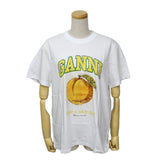 GANNI T3529 151 BRIGHT WHITE XS S M L XL ガニー Tシャツ 半袖 ロゴ プリント おしゃれ ウィメンズ レディース ブライト ホワイト