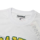 GANNI T3529 151 BRIGHT WHITE XS S M L XL ガニー Tシャツ 半袖 ロゴ プリント おしゃれ ウィメンズ レディース ブライト ホワイト