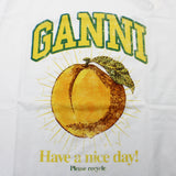 GANNI T3529 151 BRIGHT WHITE XS S M L XL ガニー Tシャツ 半袖 ロゴ プリント おしゃれ ウィメンズ レディース ブライト ホワイト