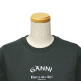 GANNI T3590 490 VOLCANIC ASH XS S M L XL ガニー Tシャツ 半袖 ロゴ プリント おしゃれ ウィメンズ レディース ヴォルカニック アッシュ