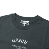 GANNI T3590 490 VOLCANIC ASH XS S M L XL ガニー Tシャツ 半袖 ロゴ プリント おしゃれ ウィメンズ レディース ヴォルカニック アッシュ