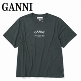 GANNI T3590 490 VOLCANIC ASH XS S M L XL ガニー Tシャツ 半袖 ロゴ プリント おしゃれ ウィメンズ レディース ヴォルカニック アッシュ
