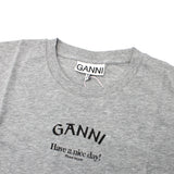 GANNI T3677 921 PALOMA MELANGE XS S M L XL ガニー Tシャツ 半袖 ロゴ プリント おしゃれ ウィメンズ レディース パロマ メランジ