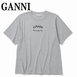 GANNI T3677 921 PALOMA MELANGE XS S M L XL ガニー Tシャツ 半袖 ロゴ プリント おしゃれ ウィメンズ レディース パロマ メランジ