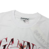 GANNI T4004 151 BRIGHT WHITE XS S M L XL ガニー Tシャツ 半袖 ロゴ プリント おしゃれ ウィメンズ レディース ブライト ホワイト